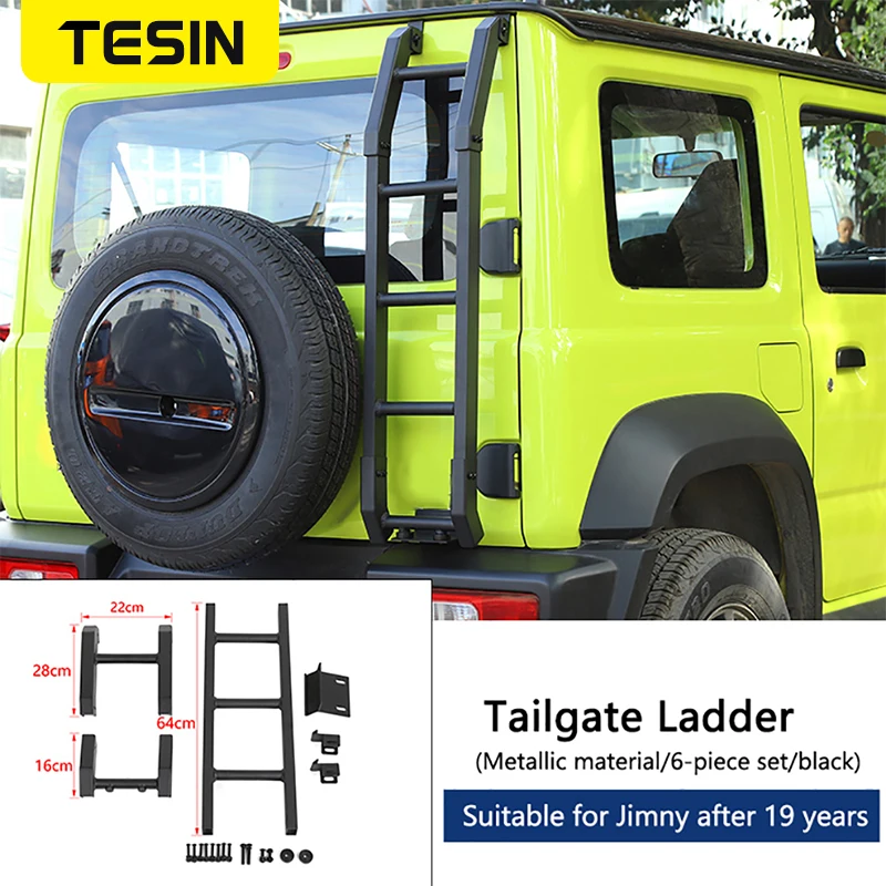

TESIN Car Rear Door Tailgate Ladder Accessories For Suzuki Jimny JB74 2019 2020 2021 Protective Frames For Suzuki Jimny Ladder
