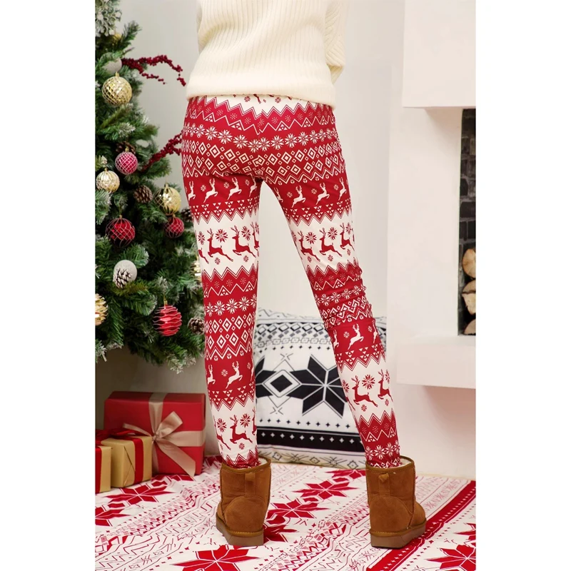 

Women Leggings Casual Snowflake Christmas Deer Print Slim Long Pants Ladies Sweatpants Trousers