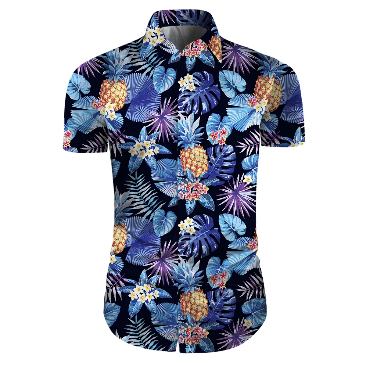 

Cloudstyle 3D Leaves Men Shirts Casual Fruit Pineapple Design Single Breasted Shirts Male Short Sleeve Polyester EU Size Shirt