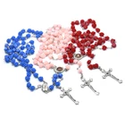 QIGO, Дева Мария, Христос, крест, Длинные каучуковые розы, ожерелье, религиозные украшения, подарки