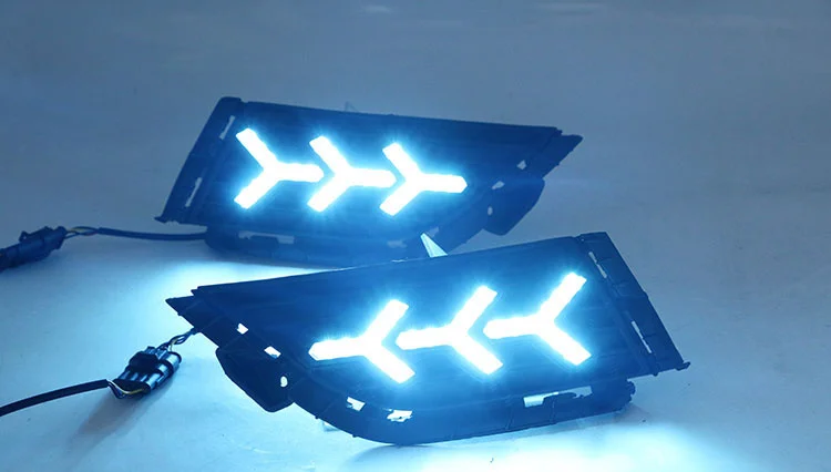 

Eosuns Led Drl Daytime Running Light for Hyundai Mistra 2017-2018 with Dynamic Moving Yellow Turn Signal and Blue Night