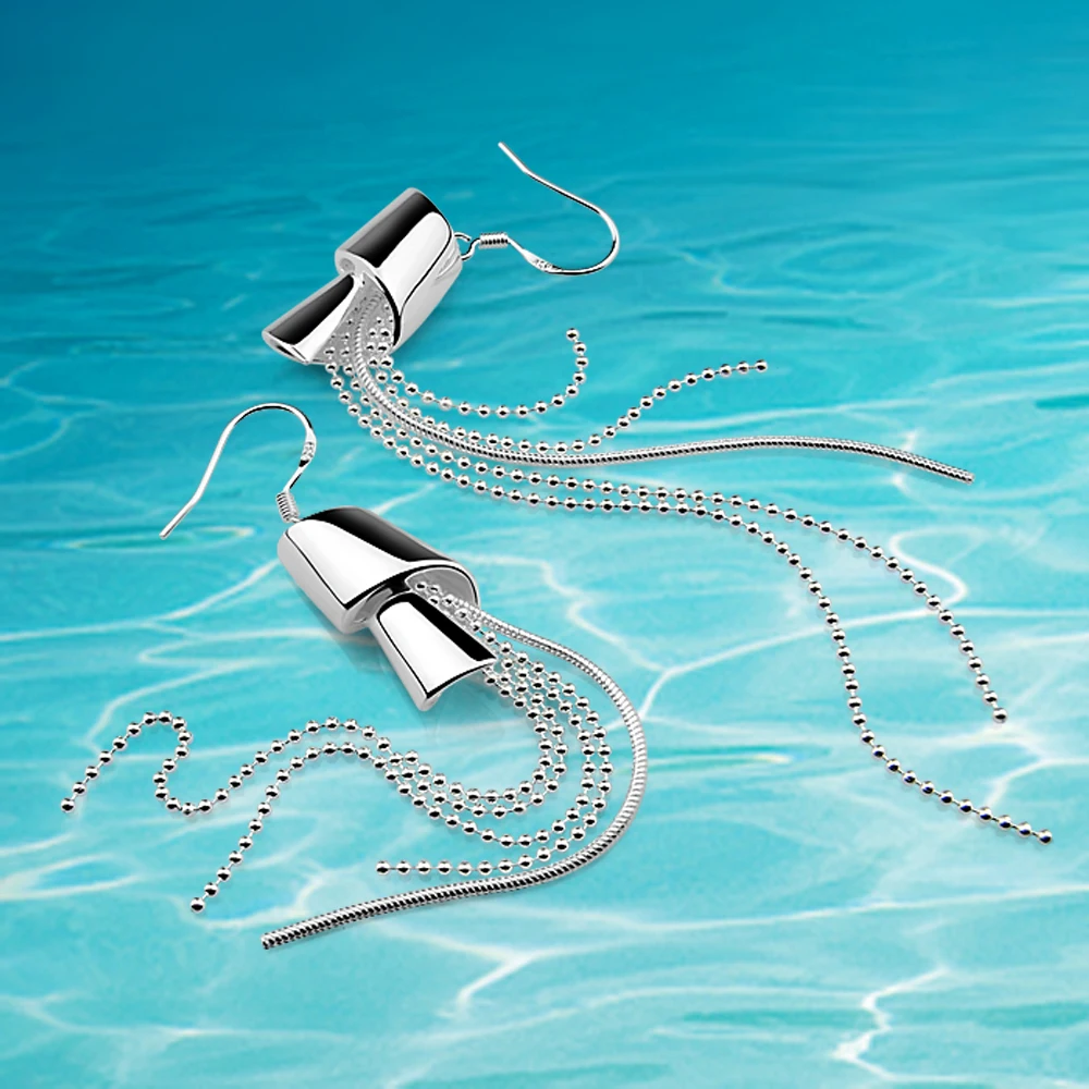 925 sterling silver long tassel earrings for women sweet romantic popular jewelry ladies | Украшения и аксессуары