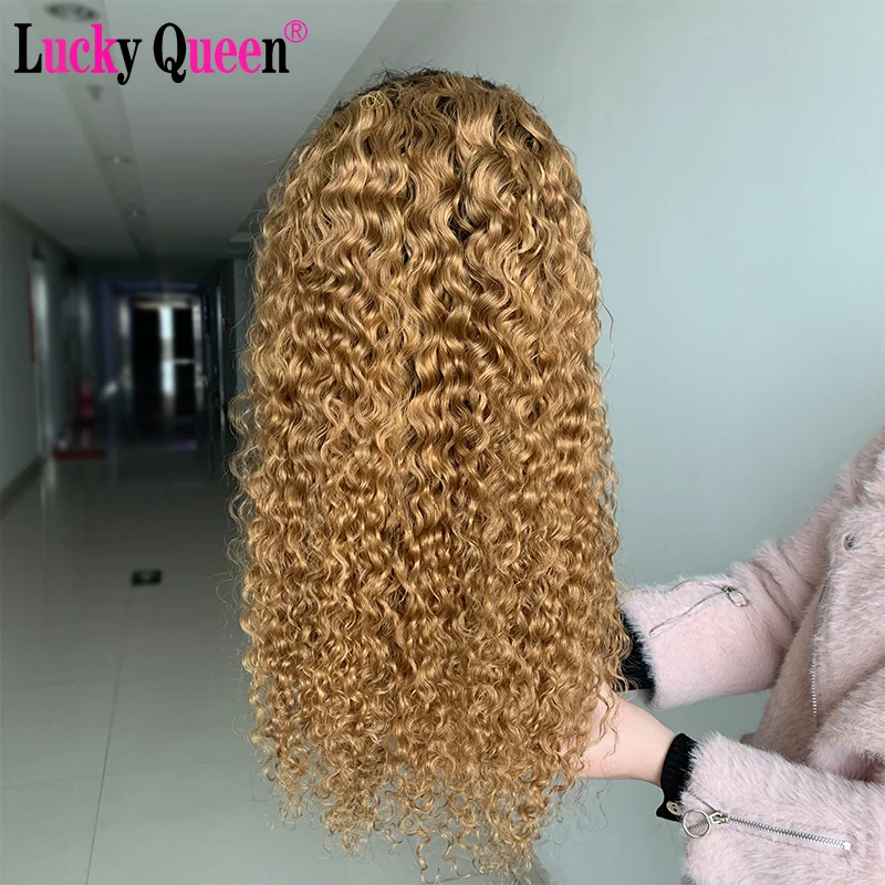 Бразильский кудрявый парик Lucky Queen Remy оранжевый имбирь цветной прозрачный