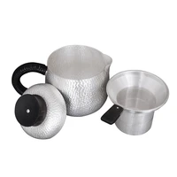 office tea set sterling silver teapot travel portable teapot hammer pattern tea set three piece creative tea leaker