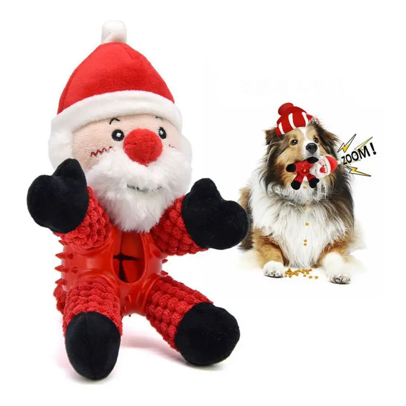 

Corduroy Dog Toy Cute Stuffed Santa Elk Snowman Pet Chew Toy Bite Resistant Dog Puppy Squeaky Molar Toys Christmas Gift For Pet