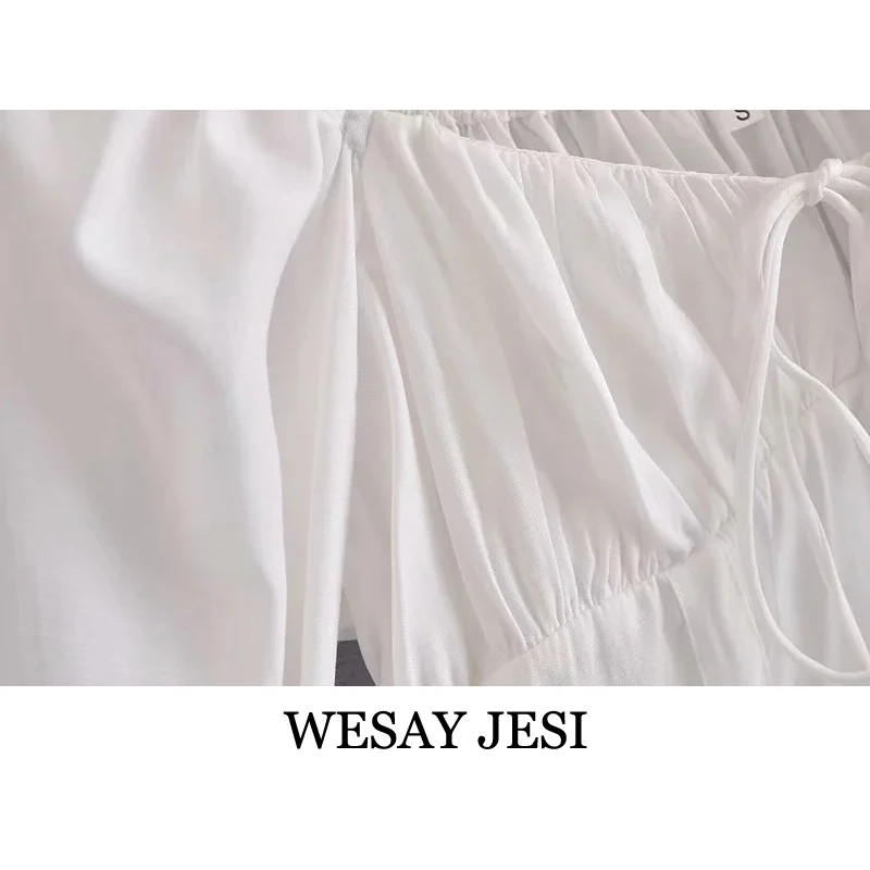 

WESAY JESI 2021 Fashion Women's Blouses Summer Solid Color O-Neck Blouses And Shirts Elastic Long Sleeve Shirt Sweet Crop Top
