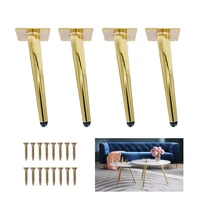 8pcs gold oblique metal furniture support legs for sofa wrought iron coffee table tv stand cabinet replacement legs anti slip