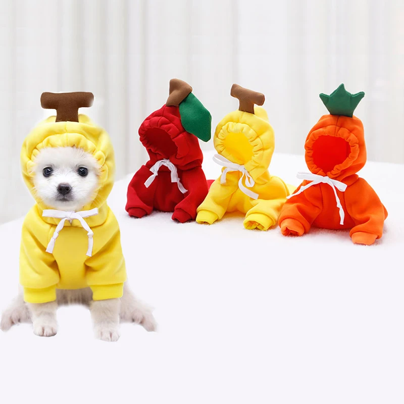 

Теплая зимняя одежда для собак, пальто с милыми фруктами, толстовки, флисовый костюм для собак, куртка для французского бульдога, чихуахуа, ...