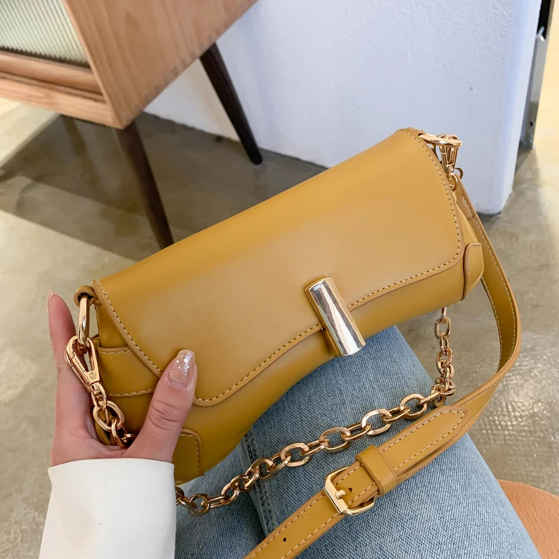 

Elegant Female Chain Tote Bag 2020 Fashion New High-quality PU Leather Women's Designer Handbag Lock Shoulder Messenger Bag