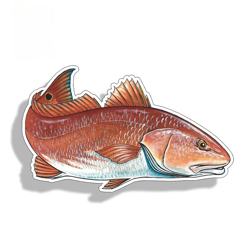 

Red Fish Sticker Vinyl Decal ing Drum Car Truck Boat Reel Decals Sticky Customs Artwork13cm X 7.8cm