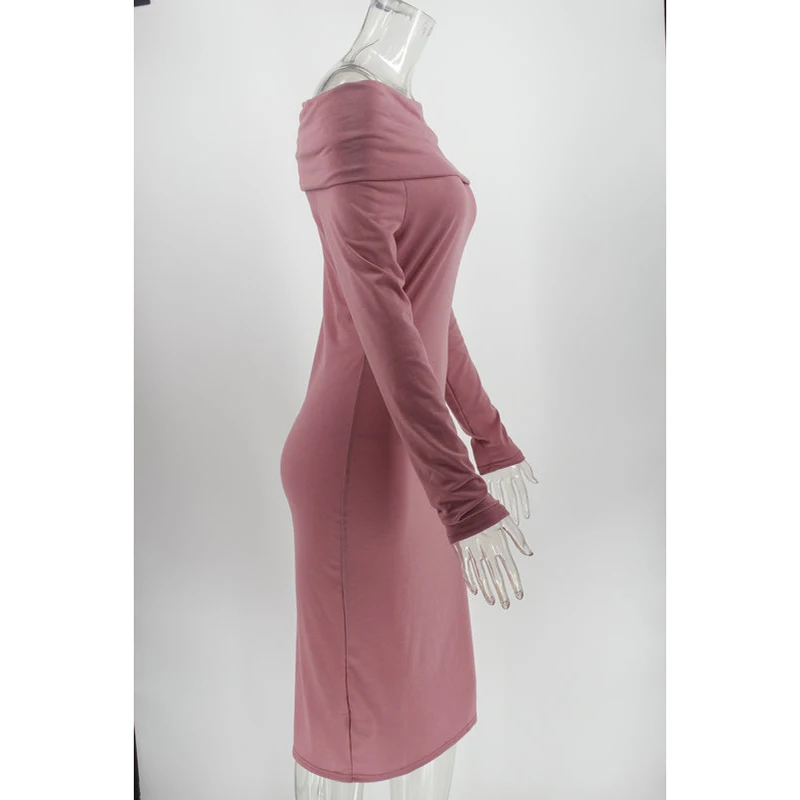 Women Spring Sexy Off Shoulder Solid Long Sleeve Bodycon Party Dress Vestidos Femme Streetwear Casual Elegant Robe SJ5252U | Женская