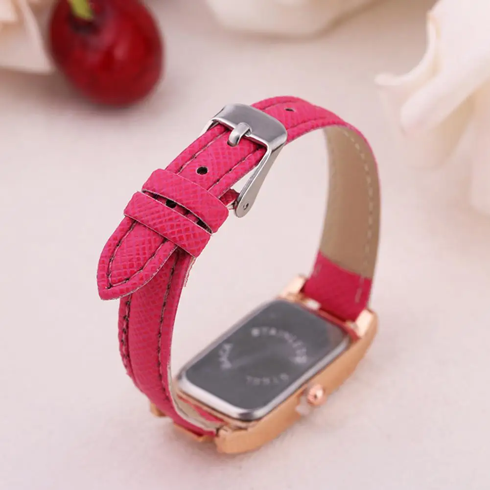 Женские Простые прямоугольные переливающиеся Кристальные часы кожаный ремешок