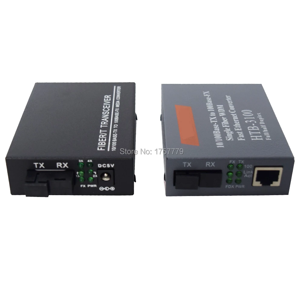 1 пара оптических волоконных медиа преобразователей 10/100M 4 RJ45 SC одноволоконных и