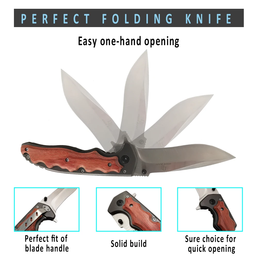 230 см (9 дюймов) складной нож 57HRC острый из нержавеющей стали деревянная