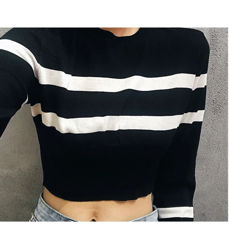 

Autumn New Korean Style Women's Long-Sleeve Blouse Short Strip