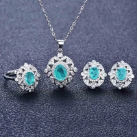 hoyon natural paraiba ring luxury treasure necklace earrings ring high end custom jewelry set for woman