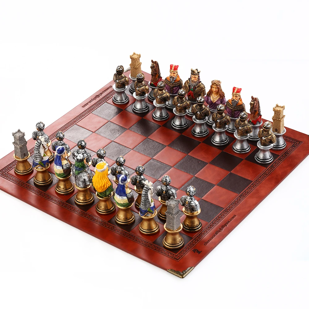 Characters Playing Cards History Theme Chess 32 Painted Pieces Embossed Board Style Multi-choice Board Game Gift Collection