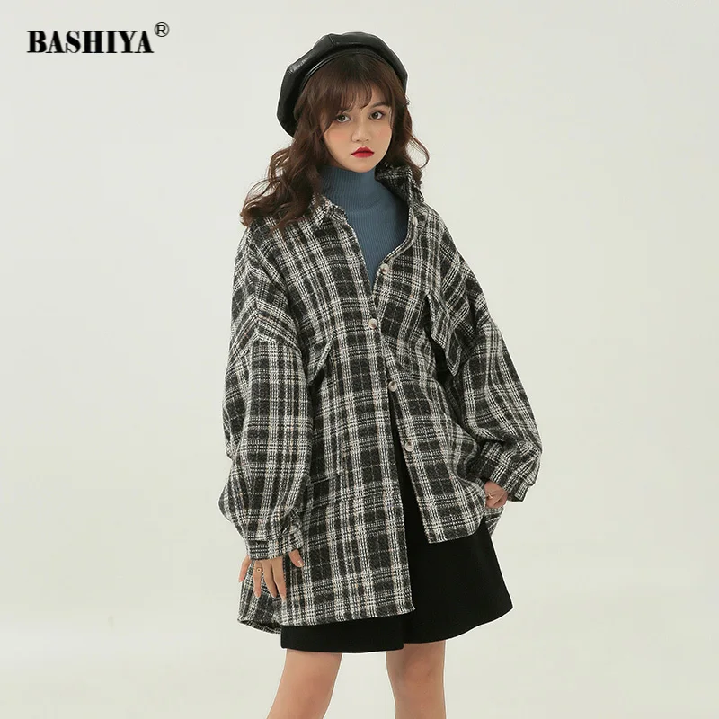

Vintage Hong Kong style woven plaid shirt for women in the autumn/winter 2020 new loose-fitting and thickened shirt jacket