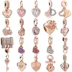 Оригинальный Новый Шарм S925, роза, мама и дочь, сердца, замок, дерево любви, кулон, бисер, подходит для популярного браслета, Diy ювелирные изделия