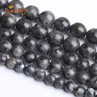 natural black labradorite larvikite stone beads round loose spacer beads for jewelry making needlework diy bracelets accessories
