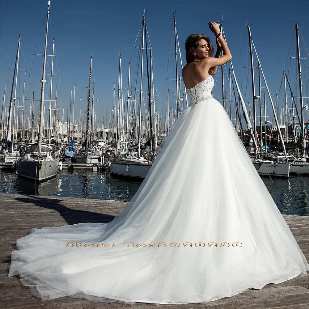 Новое поступление белое платье невесты из тюля А силуэта элегантное De Mariage