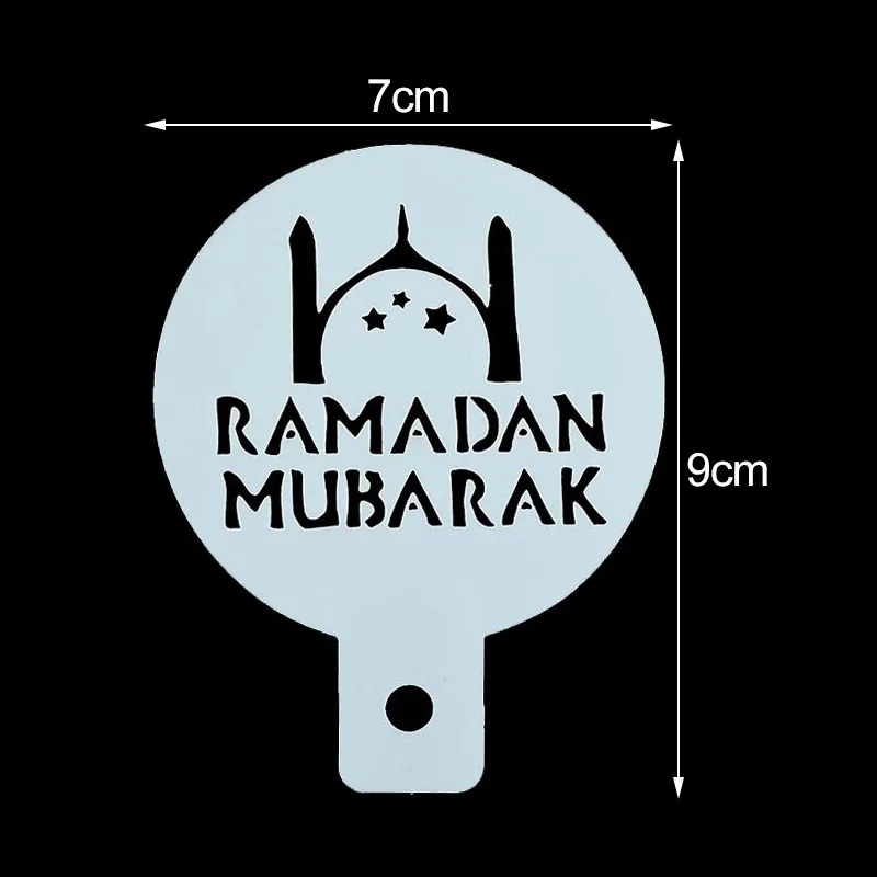 

8pcs Eid Mubarak Decor Ramadan Kareem Moon Mosque Coffee Spray Stencils Cookies Cake Template Mould For Home Party Baking Tools