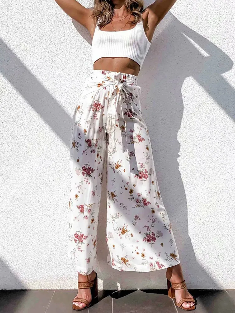 

Vintage Women's Pants for Women Fashion Print Harajuku Elegant Ladies Designer High Waisted Pants Indie Aesthetic Woman Trouser