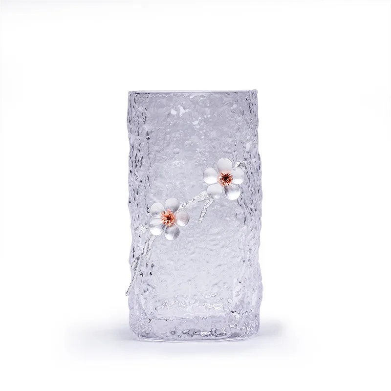 Японский стиль высокая емкость олово слива цветущее стекло чашка для чая