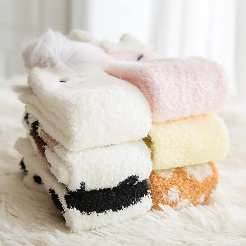 

Women Girls Winter Warm Fluffy Fuzzy Slipper Socks 3D Cute Cartoon Animal Microfiber Soft Home Floor Sleeping Hosiery