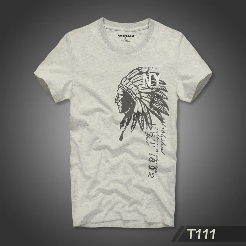 T111 Beige white Мужская футболка с принтом из хлопка, американский стиль, новинка, модный известный бренд, Летний стиль - Цвет: T111 Beige white