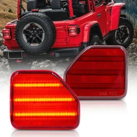 2pc red lens full led rear bumper reflector tail light side marker lamps for 2018 up jeep wrangler jl