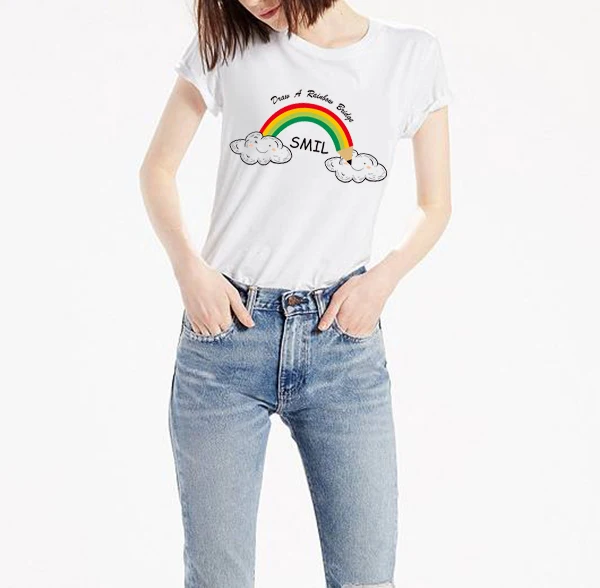 2020 теория 3d плавки куб Радуга зонтик печать Женская Футболка свободная o-образным