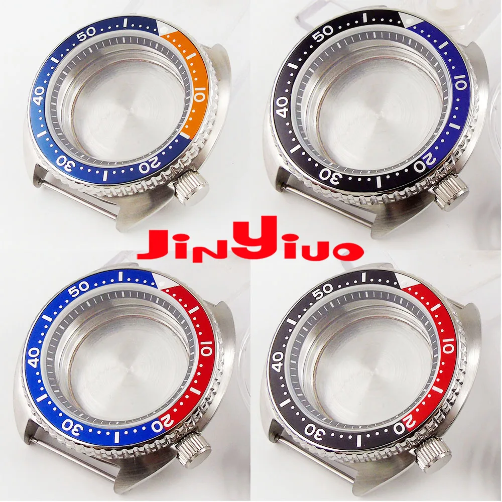 

Steel 45mm Many colors circle Automatic Brushed Watch Case fit NH35A NH36A Alloy Insert Sapphire Glass Unidirectional Bezel