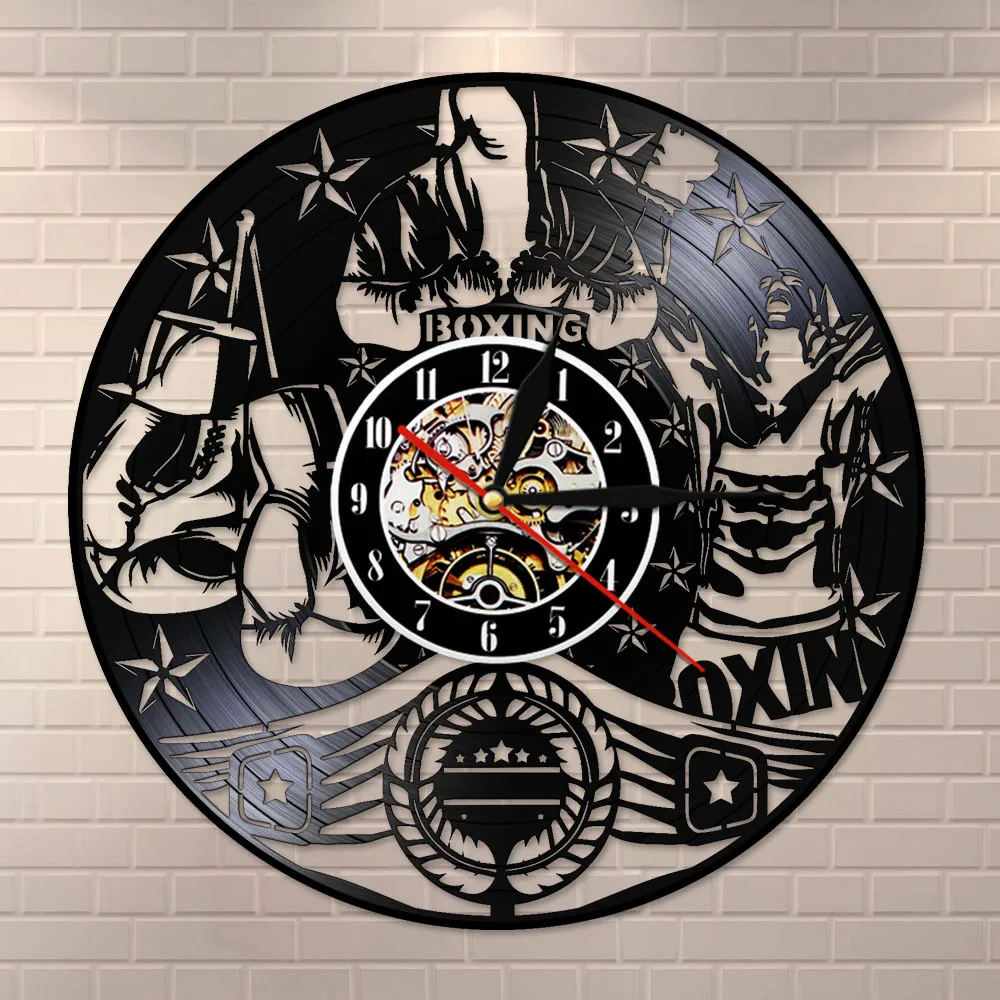 Современные бесшумные виниловые часы для бокса LP настенные боевое Спортивное