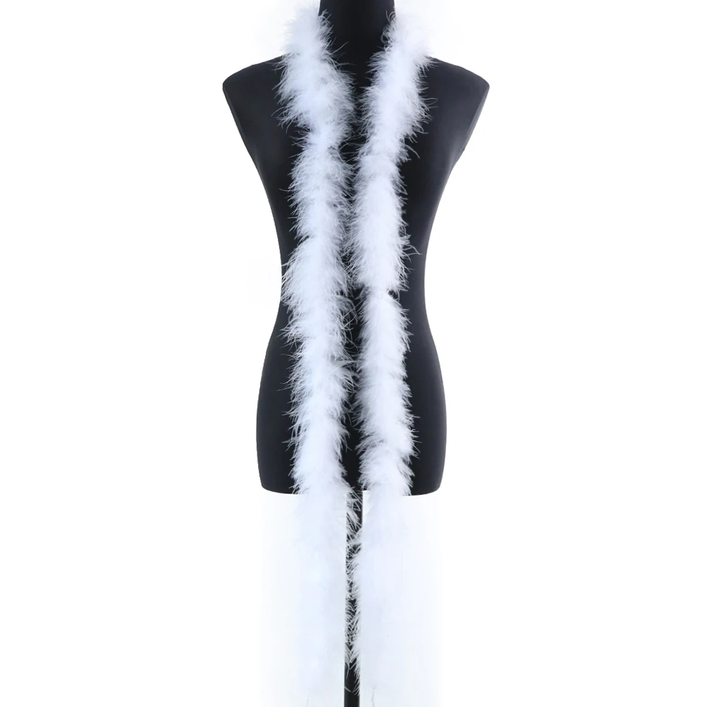 

2 Meters White Turkey Feather Boa Marabou Feathers Ribbon Shawl 13g for Making Wedding Dress Decoration Crafts Plume Accessories
