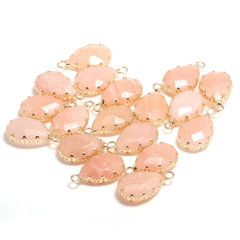 

Natural Stone Pendant Drop Shape Faceted Lace Pink Aventurine Charms For Jewelry Making DIY Bracelet Necklace Earring Accessorie