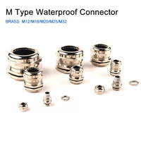 5pcs ip68 m type brass nickel metal waterproof connector m12x1 5 m16m20m25m32 cable glands cable bushings connector