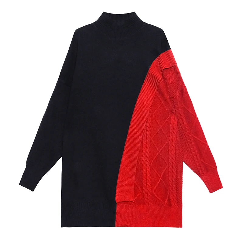 

New Style Loose Turtleneck Full Color Matching Sweater Women D096