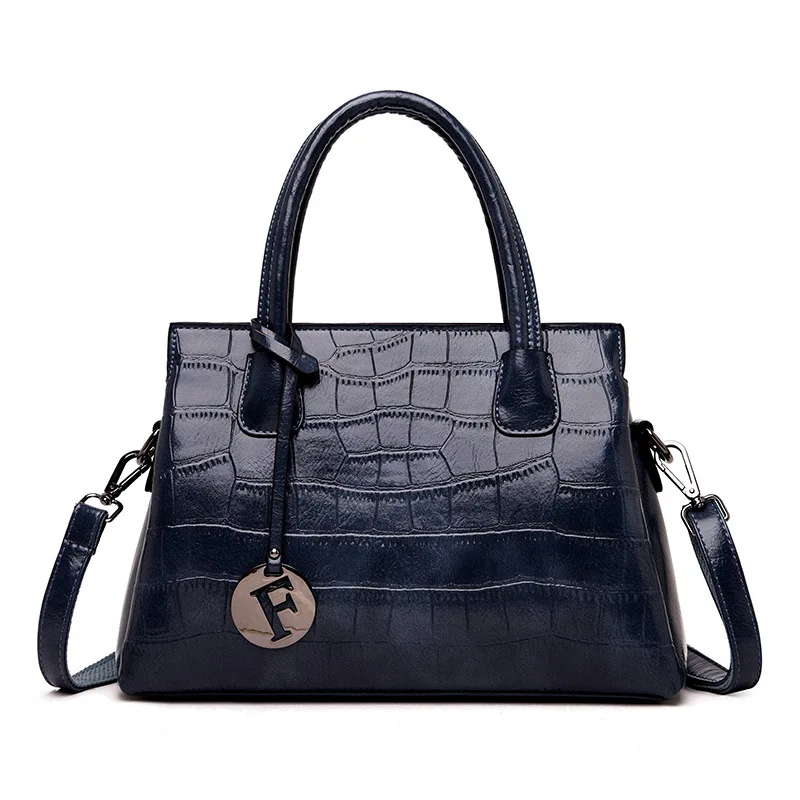 dark blue Новая роскошная винтажная Сумка-тоут из крокодиловой кожи, женские сумки из натуральной кожи, женские сумки на плечо черного и коричневого цвета из кожи аллигатора для женщин - Color: dark blue