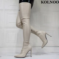 kolnoo new ladies handmade high heel boots real photos pointed toe sexy evening party over knee boots fashion winter long shoes