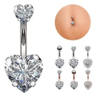 1 шт. стальные кольца для пупка Хрустальный пирсинг пупка Сердце Стиль пупка пирсинг серьги для пупка пирсинг сексуальное ювелирное изделие для тела Ombligo