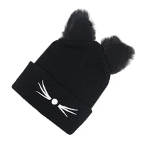 winfox new knitted beanies hat for women fashion cat ears hat bonnet winter hats