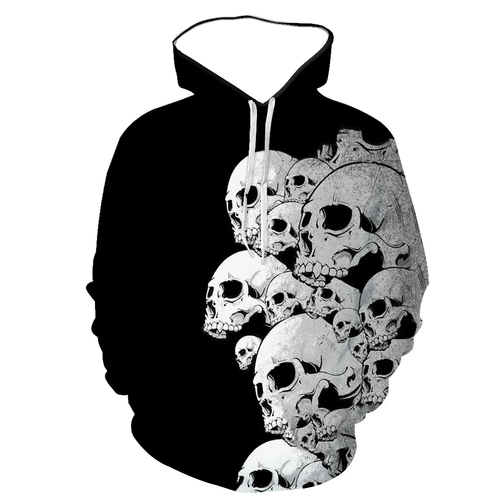 

2021 3D Spring And Autumn New Skull Heterogeneous Men's Printed Hoodie Fashion Street Comfortable Sweatshirt Can Be Customized