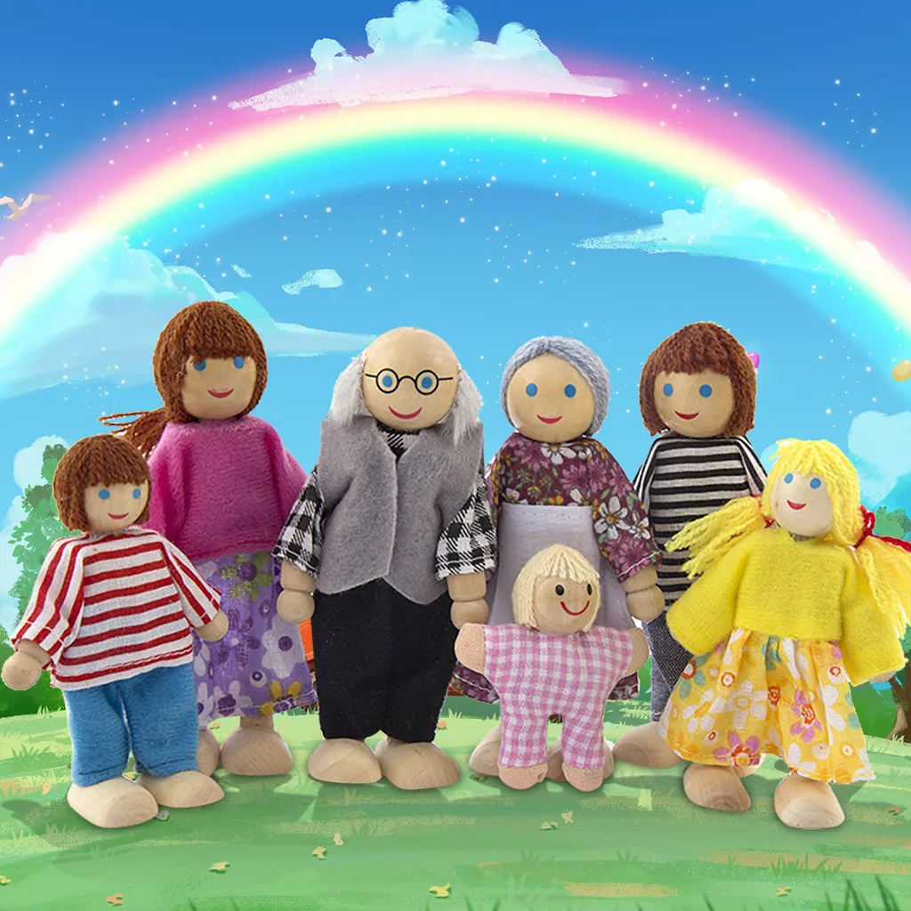 Деревянная мебель кукольный дом семейный миниатюрный набор для 6 человек кукла