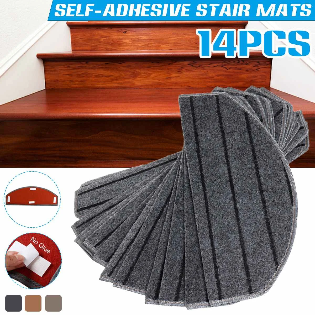 14 шт./компл. полуизогнутые самоклеящиеся коврики для лестниц 65 х24 см