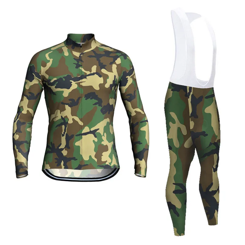 

2022 Camo Pro Cycling Jersey Set Team Long Sleeve Bib Pants Ropa Ciclismo Bicycle Jacket MTB Uniform Men Outdoors Sport Dress