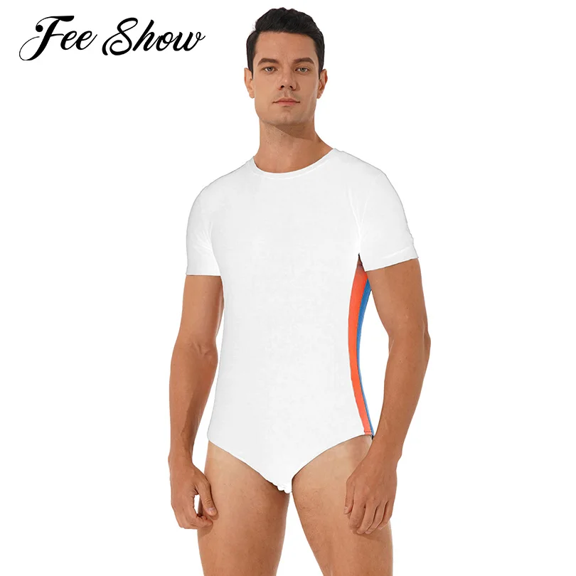 Комбинезон мужской гимнастический с короткими рукавами и пуговицами на