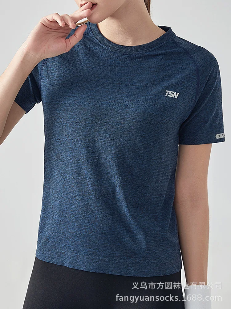 

Gym Sports Short-sleeved Women Yoga Wear Running Fitness Seamless Loose Speed Dry Breathable Sweat Absorption Jacket T-shirt