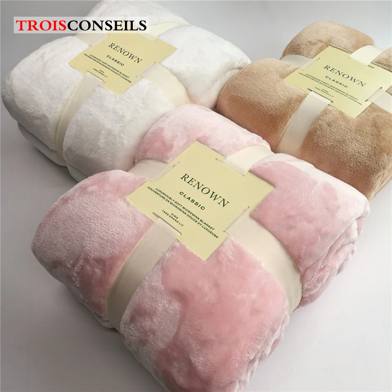 Фланелевое Флисовое одеяло мягкое розовое плюшевое покрывало для кровати дивана