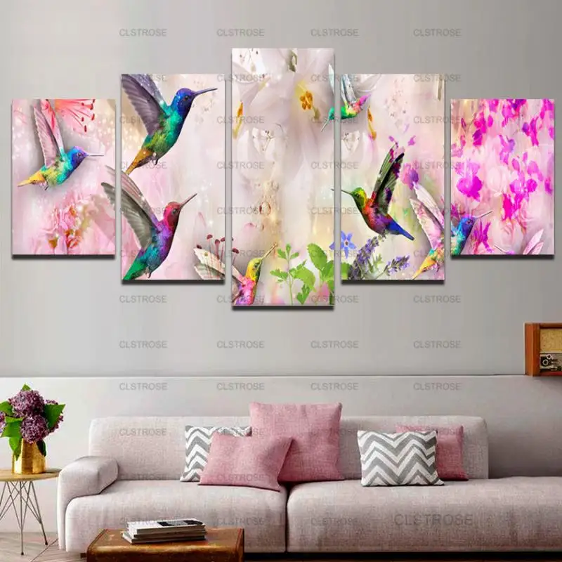 Украшение на стену для дома картина с животными Улетающая от цветов и птиц постер